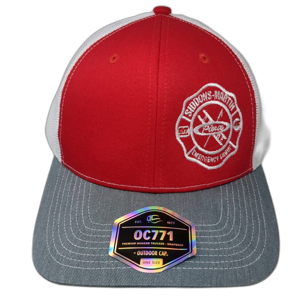 Outdoor Cap Trucker Hat Red White Gray One Size Mesh Snapback Firefighter Pierce